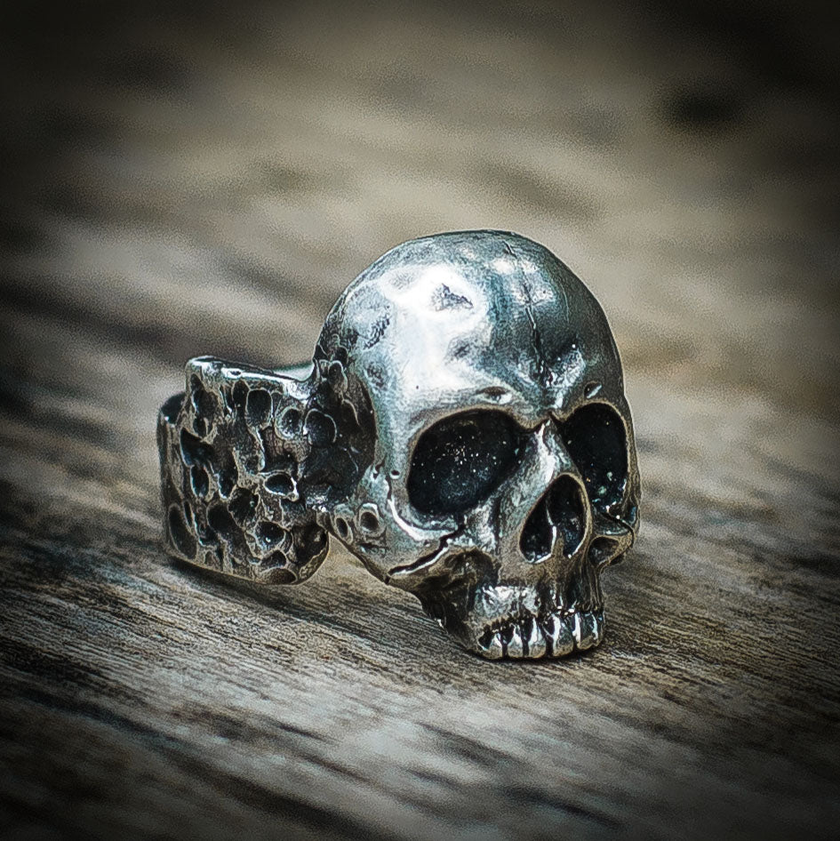 Dead Man’s Skull Sterling Silver Ring side view