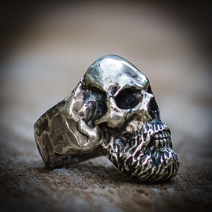 Bearded Skull Sterling Silver Ring