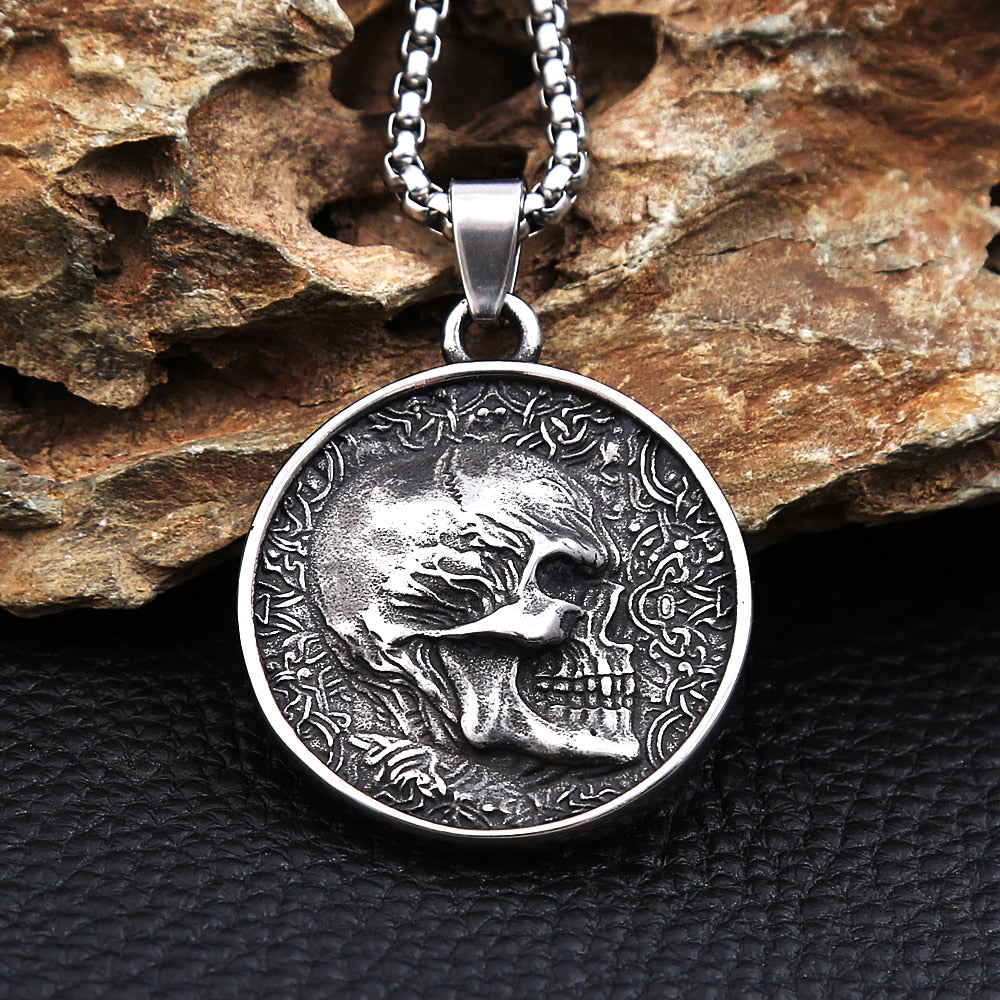 Skull hot sale coin necklace