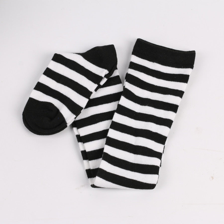 Black-and-White Stripes Cotton Pirate Stockings | Women's Hosiery