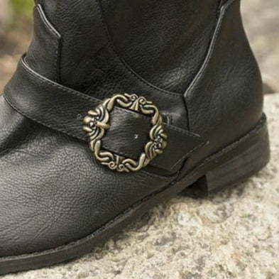 Classic Cuffed Buckle Boots - closeup on buckle