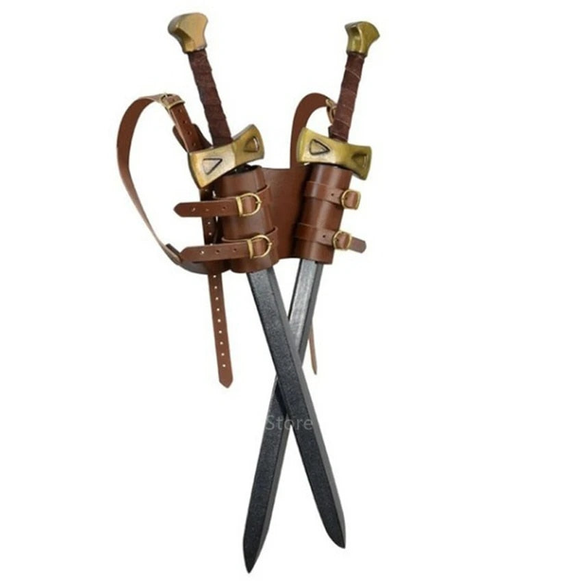 Two-Handed Swordsman Back Scabbard | Faux Leather Pirate Weapon Holder