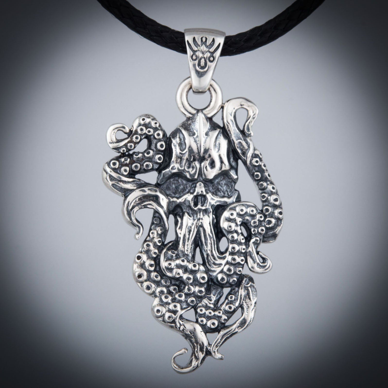 Kraken and Skull Sterling Silver Pendant