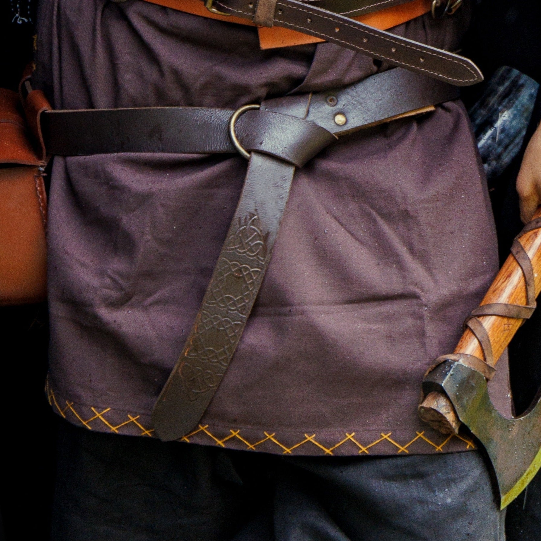 Dark Brown thick leather pirate belt 