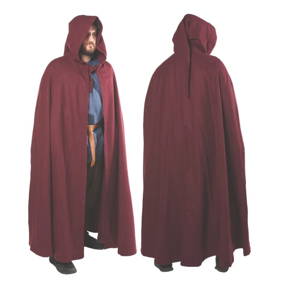 Pirate Hooded Cape Burgundy red