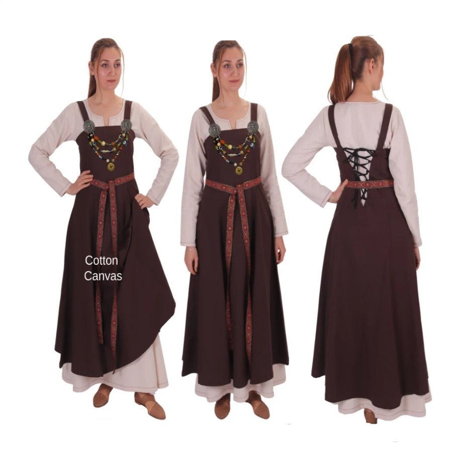 Brown Women's Apron Over Dress