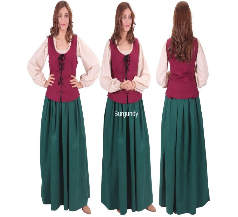 Burgundy Viking Women's Bodice in Cotton